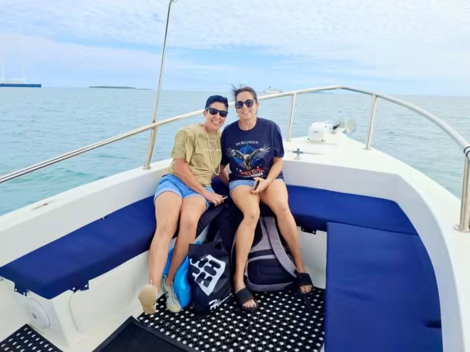 Guests relaxing during a Fiji island boat transfer