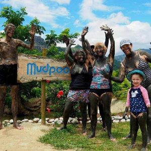 Visitors enjoying mud wrap at Tifajek Hot Springs in Sabeto, Fiji